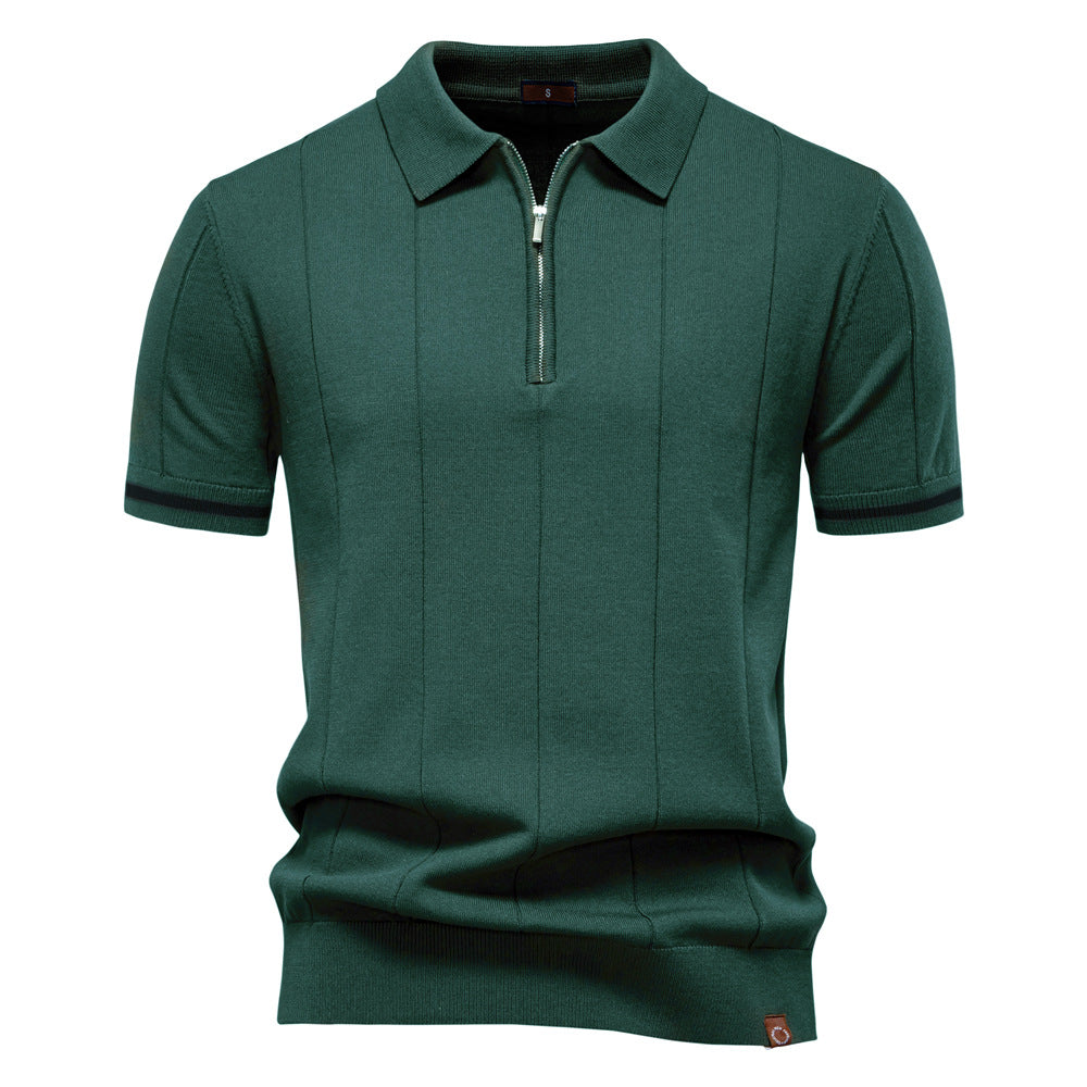 Polo de Meio Zíper – Textura Vertical e Fácil de Vestir