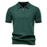 Polo de Meio Zíper – Textura Vertical e Fácil de Vestir