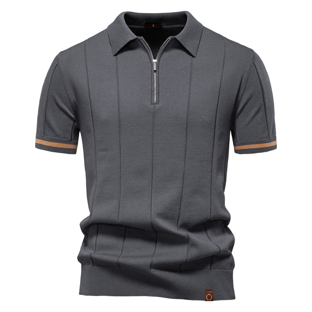 Polo de Meio Zíper – Textura Vertical e Fácil de Vestir