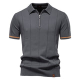 Polo de Meio Zíper – Textura Vertical e Fácil de Vestir