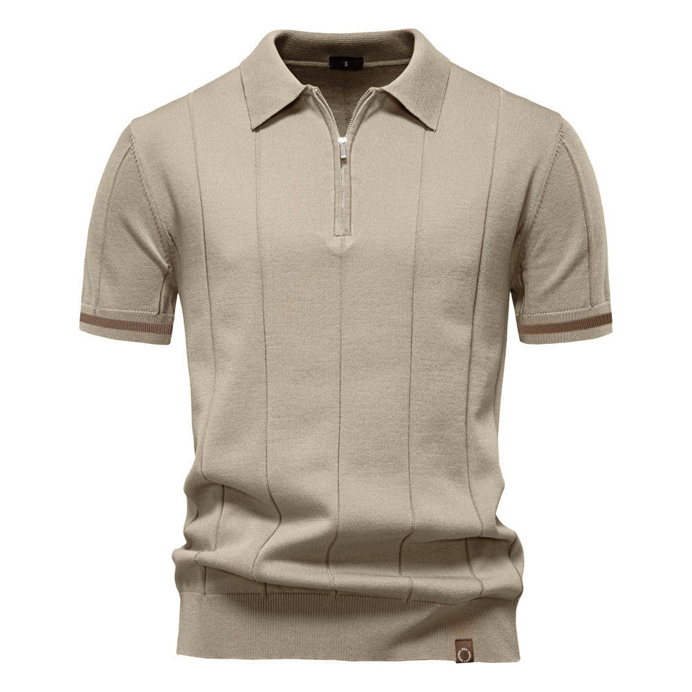 Polo de Meio Zíper – Textura Vertical e Fácil de Vestir