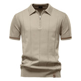 Polo de Meio Zíper – Textura Vertical e Fácil de Vestir