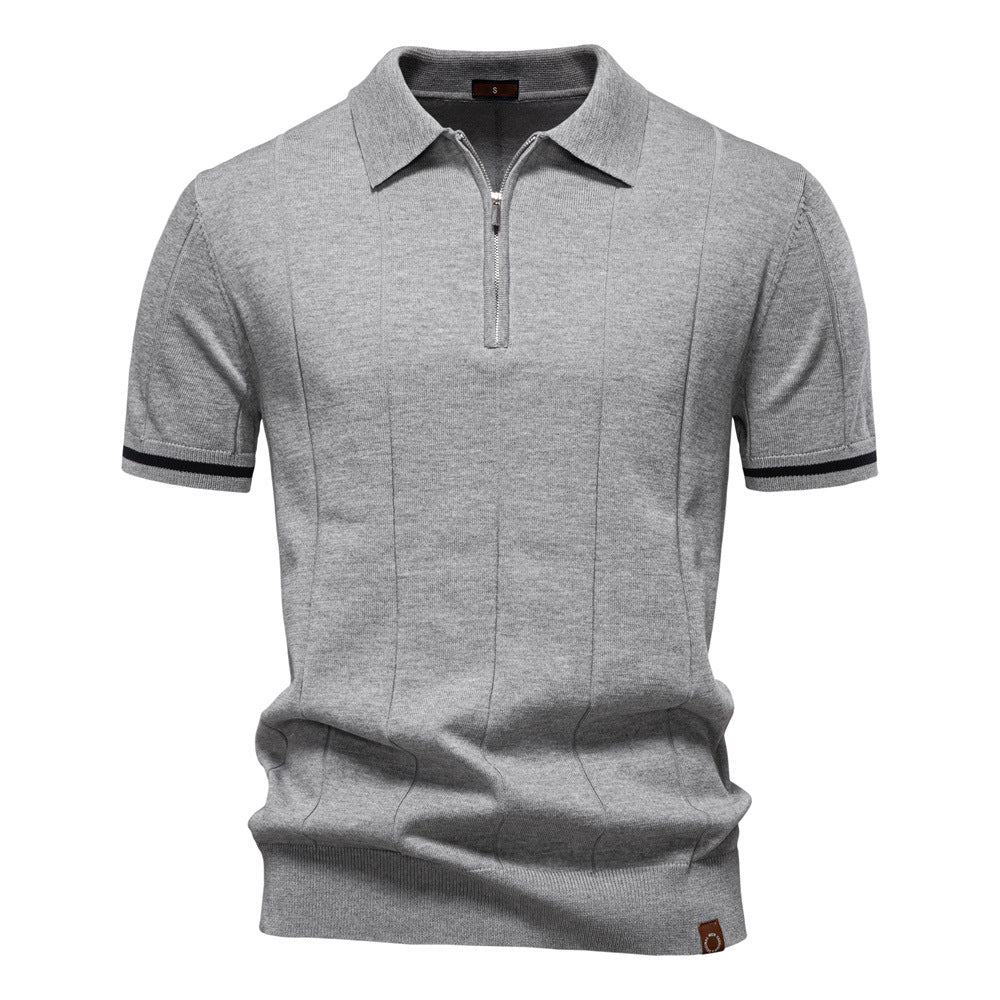 Polo de Meio Zíper – Textura Vertical e Fácil de Vestir