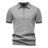 Polo de Meio Zíper – Textura Vertical e Fácil de Vestir
