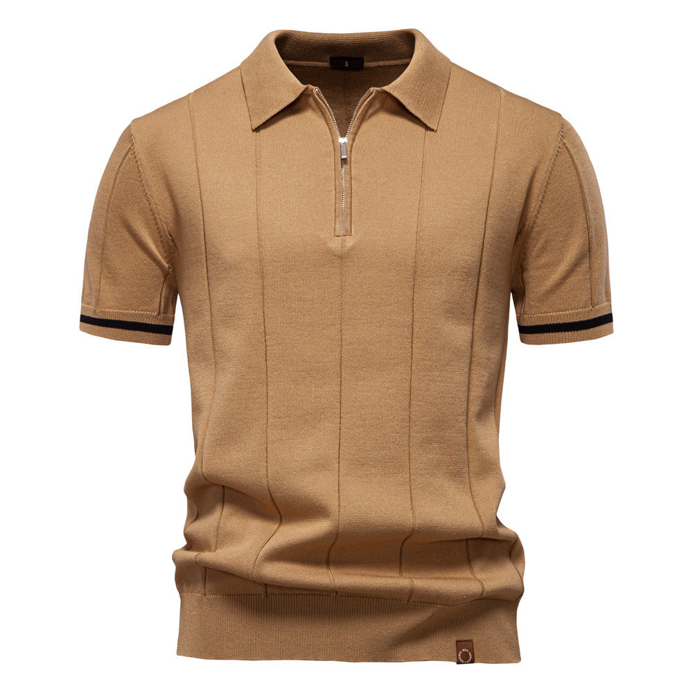 Polo de Meio Zíper – Textura Vertical e Fácil de Vestir