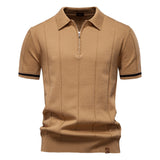 Polo de Meio Zíper – Textura Vertical e Fácil de Vestir