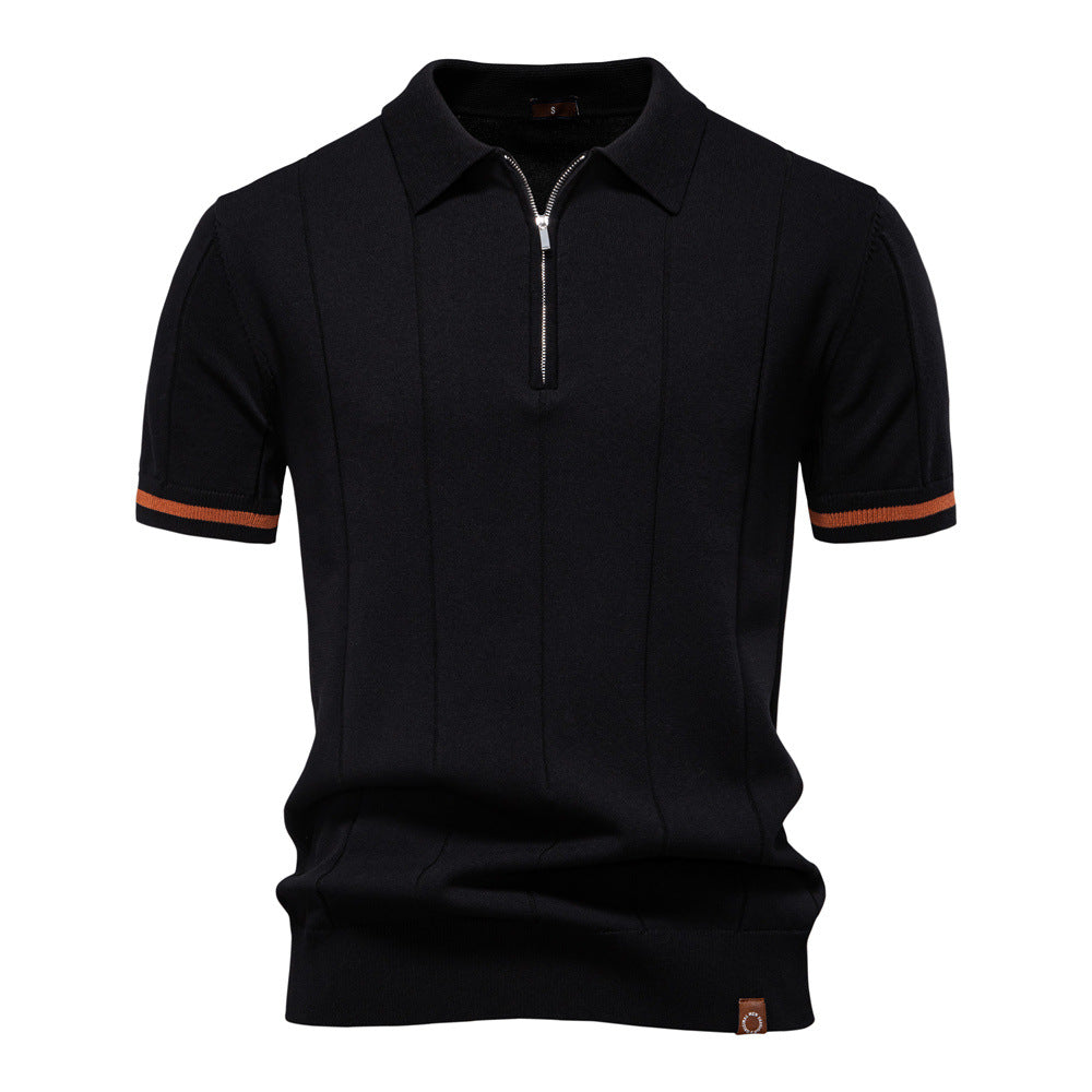 Polo de Meio Zíper – Textura Vertical e Fácil de Vestir