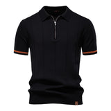 Polo de Meio Zíper – Textura Vertical e Fácil de Vestir