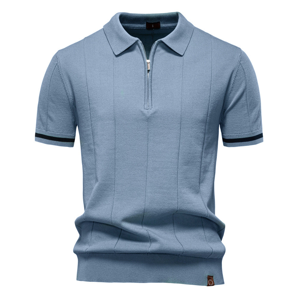 Polo de Meio Zíper – Textura Vertical e Fácil de Vestir