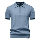 Polo de Meio Zíper – Textura Vertical e Fácil de Vestir