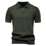 Polo de Meio Zíper – Textura Vertical e Fácil de Vestir