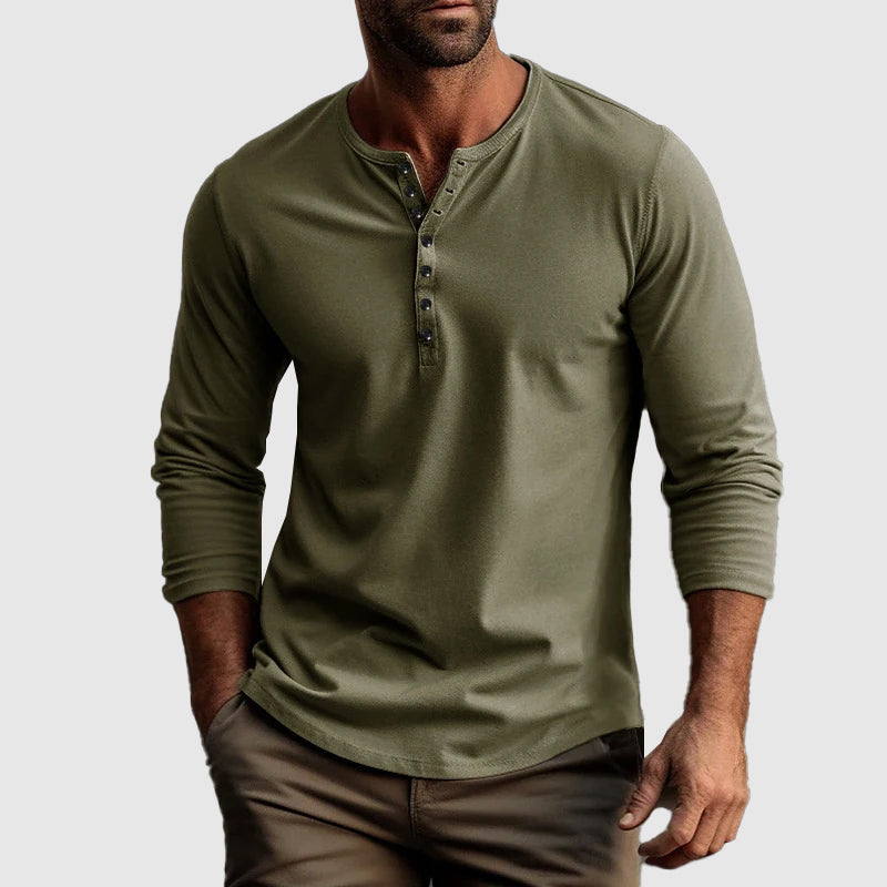 Camisa Henley - Patilha de Botões e Mistura Natural Respirável