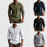 Camisa Henley - Patilha de Botões e Mistura Natural Respirável