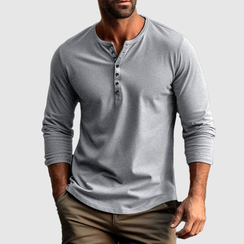 Camisa Henley - Patilha de Botões e Mistura Natural Respirável