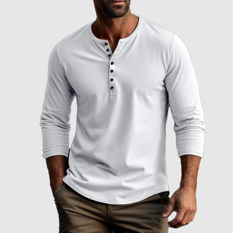 Camisa Henley - Patilha de Botões e Mistura Natural Respirável