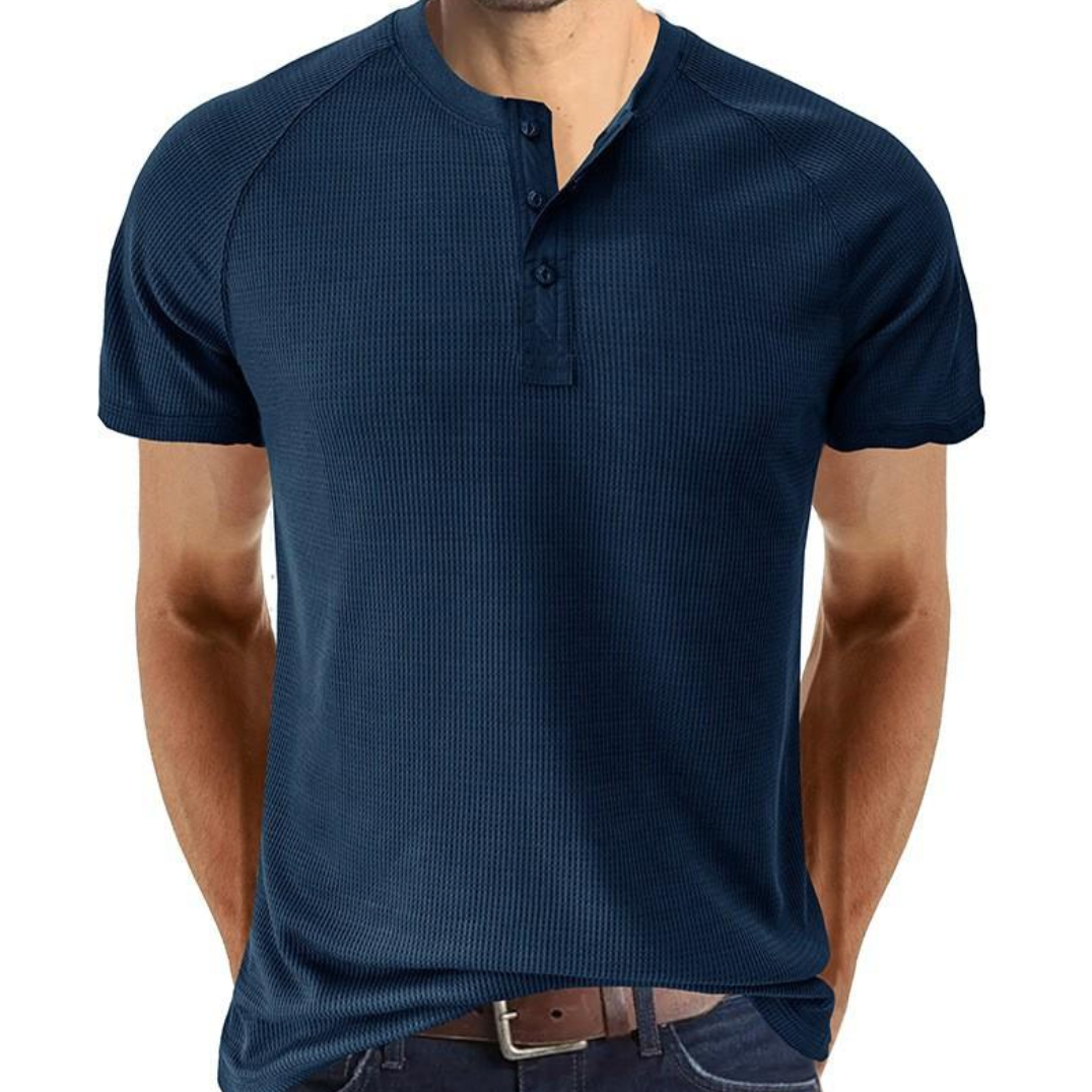 Camisa Henley - Com Abertura de Botões e Mistura Respirável e Suave