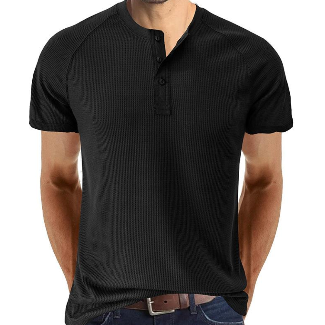 Camisa Henley - Com Abertura de Botões e Mistura Respirável e Suave