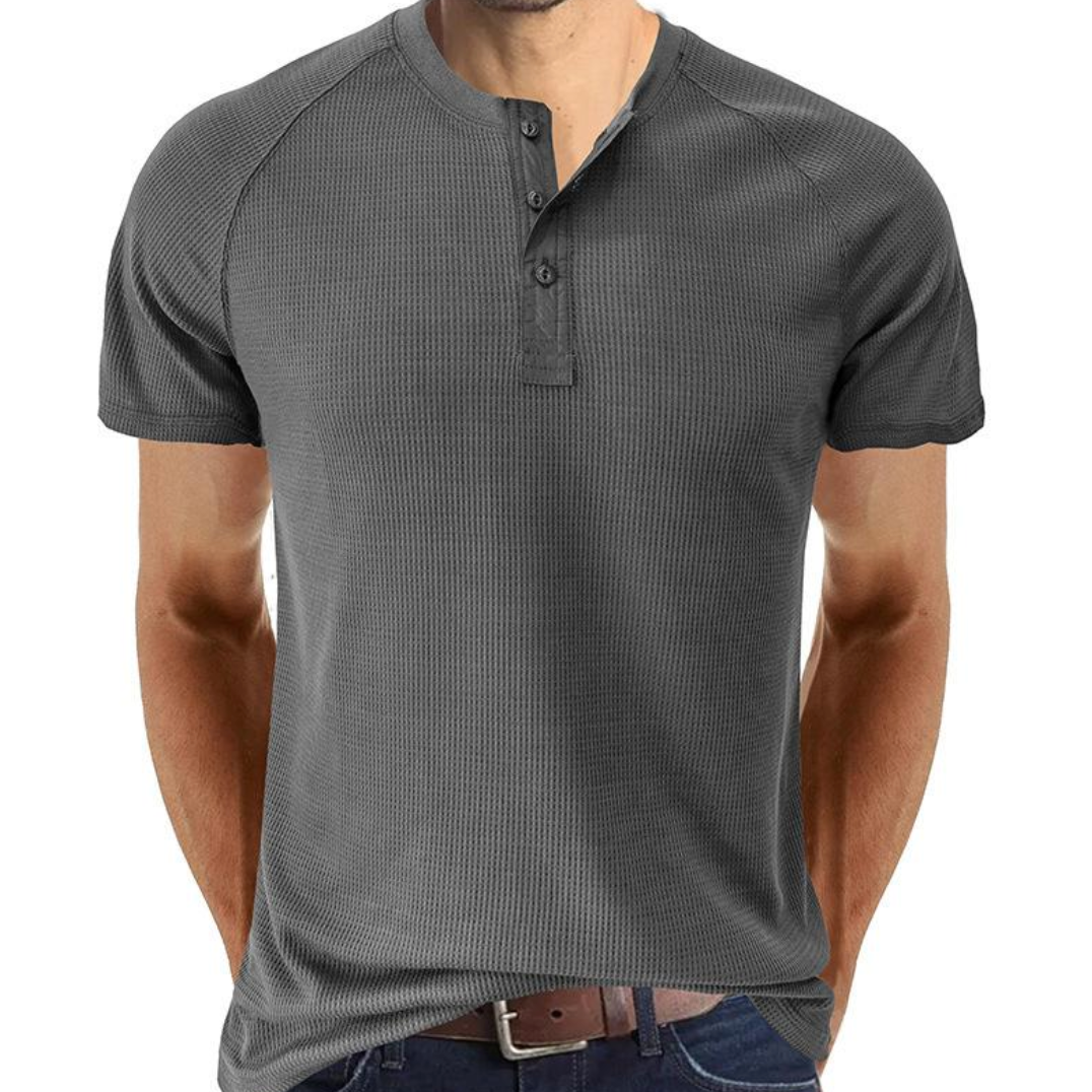 Camisa Henley - Com Abertura de Botões e Mistura Respirável e Suave