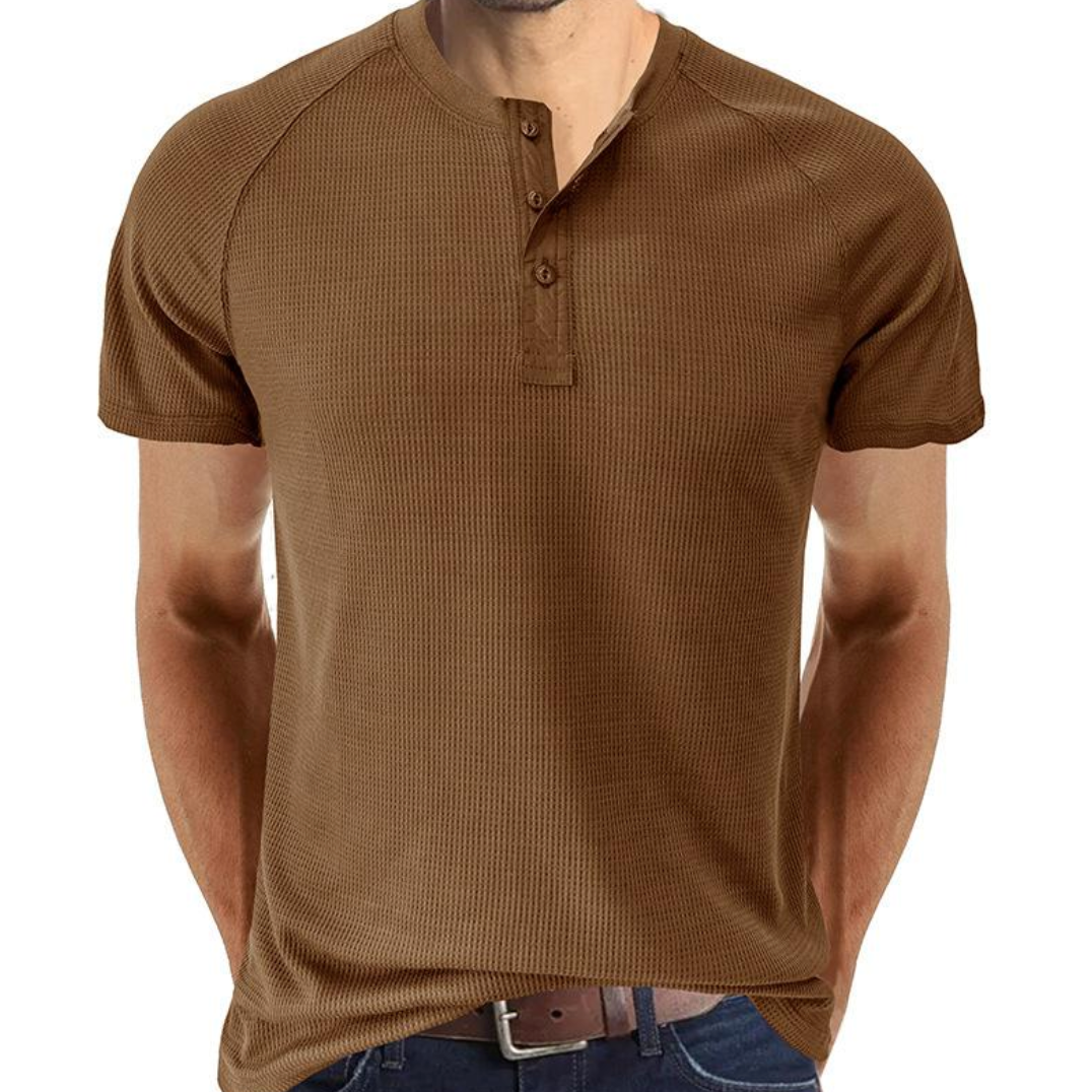Camisa Henley - Com Abertura de Botões e Mistura Respirável e Suave