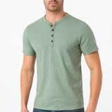 Camisa Henley – Gola com Botões & Camadas Inferiores Planas