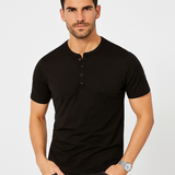 Camisa Henley – Gola com Botões & Camadas Inferiores Planas