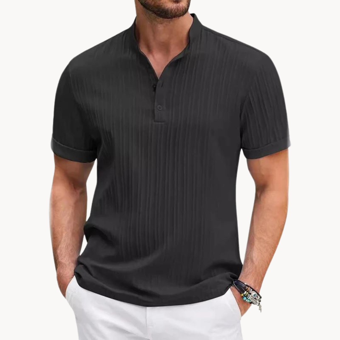 Camisa Henley - Placket Curto com Botões e Forma Flexível