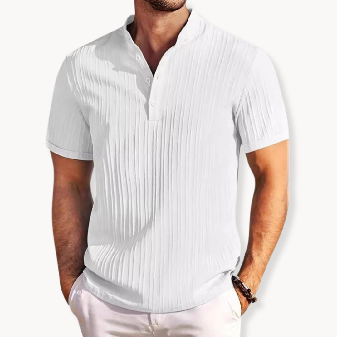 Camisa Henley - Placket Curto com Botões e Forma Flexível