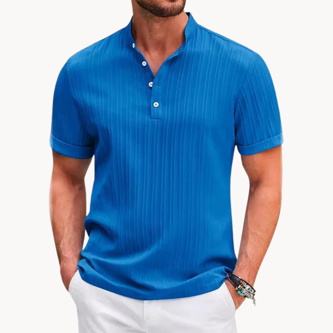 Camisa Henley - Placket Curto com Botões e Forma Flexível