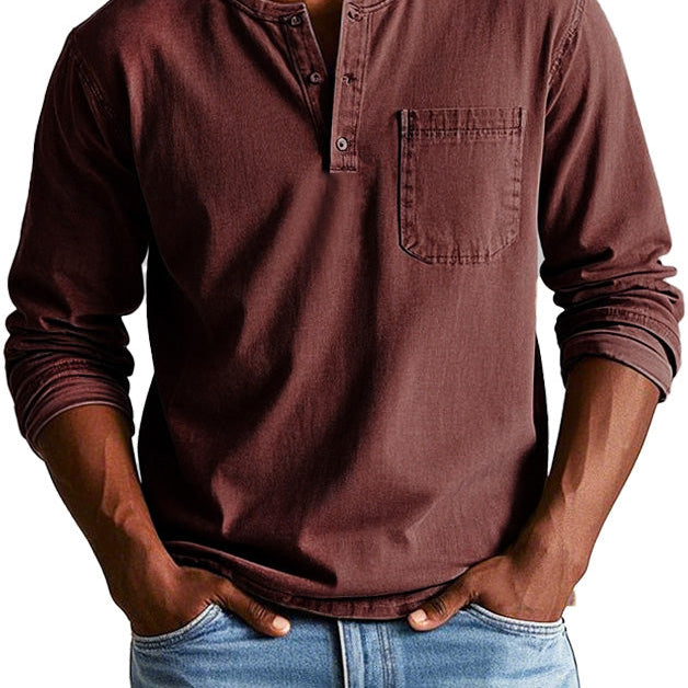 Camisa Henley - Com Pala de Botões Curta e Corte Ajustado