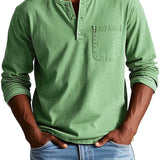 Camisa Henley - Com Pala de Botões Curta e Corte Ajustado