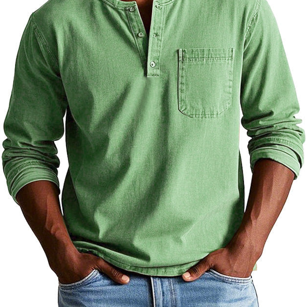 Camisa Henley - Com Pala de Botões Curta e Corte Ajustado