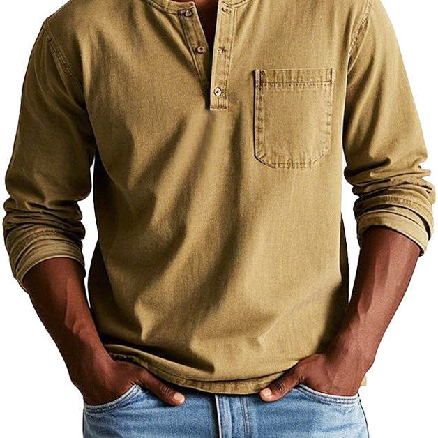 Camisa Henley - Com Pala de Botões Curta e Corte Ajustado