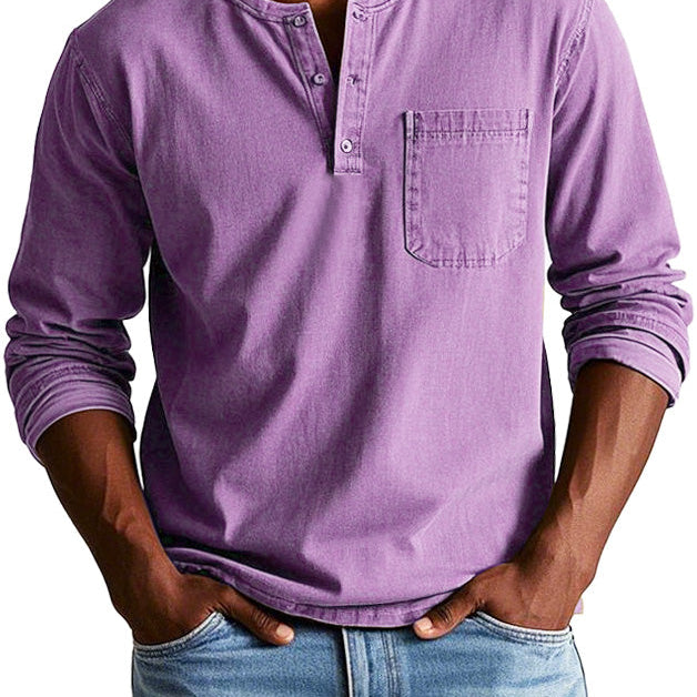 Camisa Henley - Com Pala de Botões Curta e Corte Ajustado