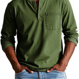 Camisa Henley - Com Pala de Botões Curta e Corte Ajustado