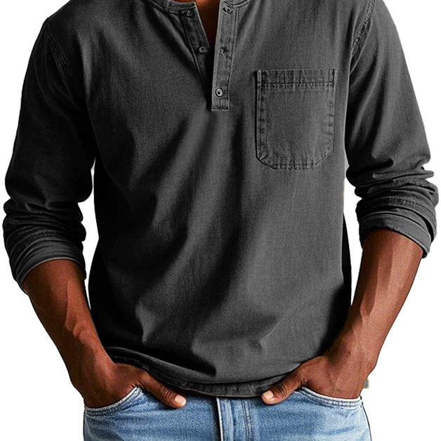 Camisa Henley - Com Pala de Botões Curta e Corte Ajustado