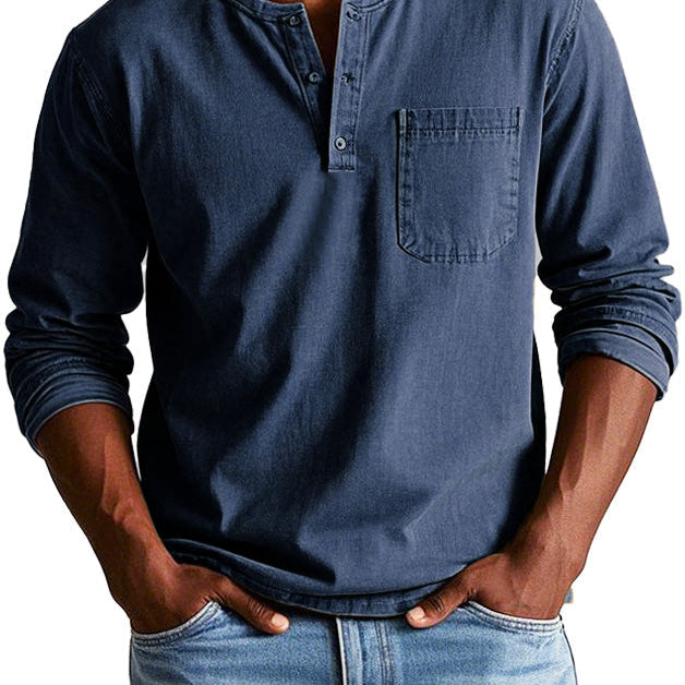 Camisa Henley - Com Pala de Botões Curta e Corte Ajustado