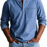 Camisa Henley - Com Pala de Botões Curta e Corte Ajustado