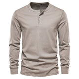Camisa Henley - Mistura Suave com Botões e Ajuste Respirável