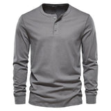 Camisa Henley - Mistura Suave com Botões e Ajuste Respirável