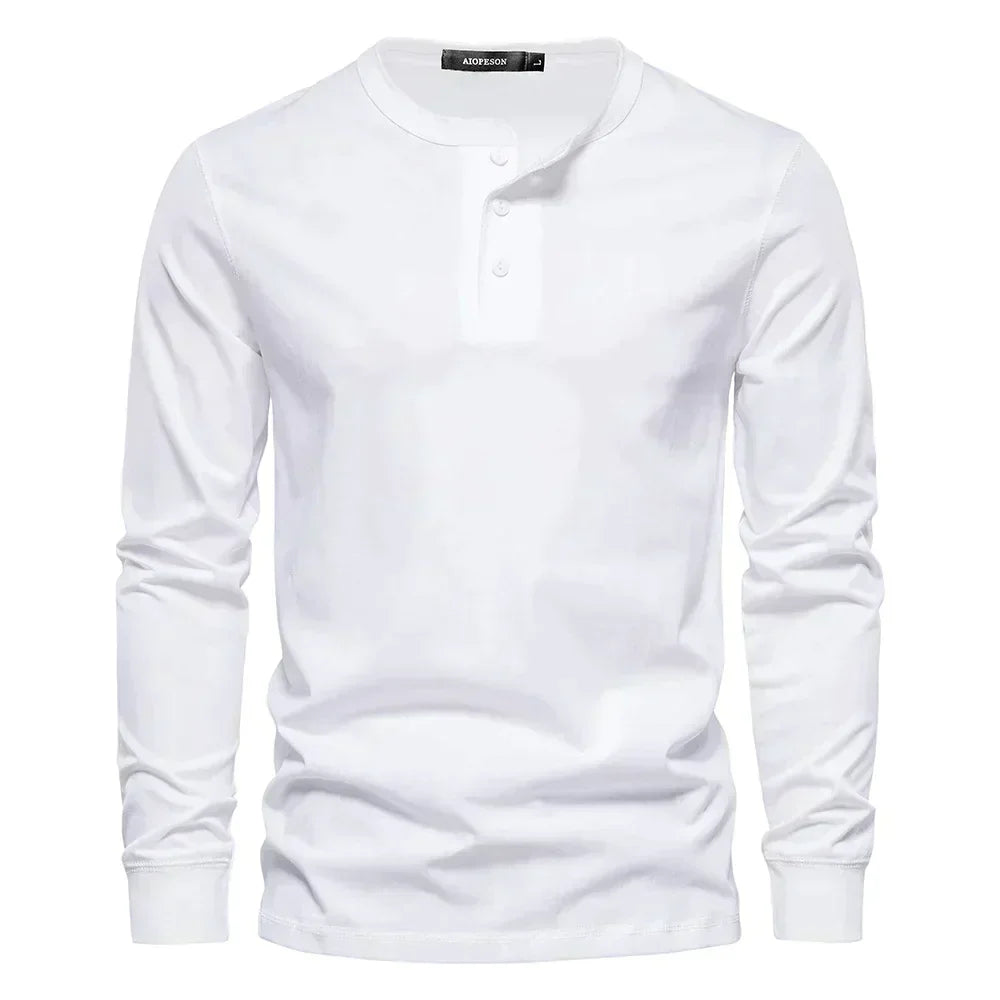 Camisa Henley - Mistura Suave com Botões e Ajuste Respirável