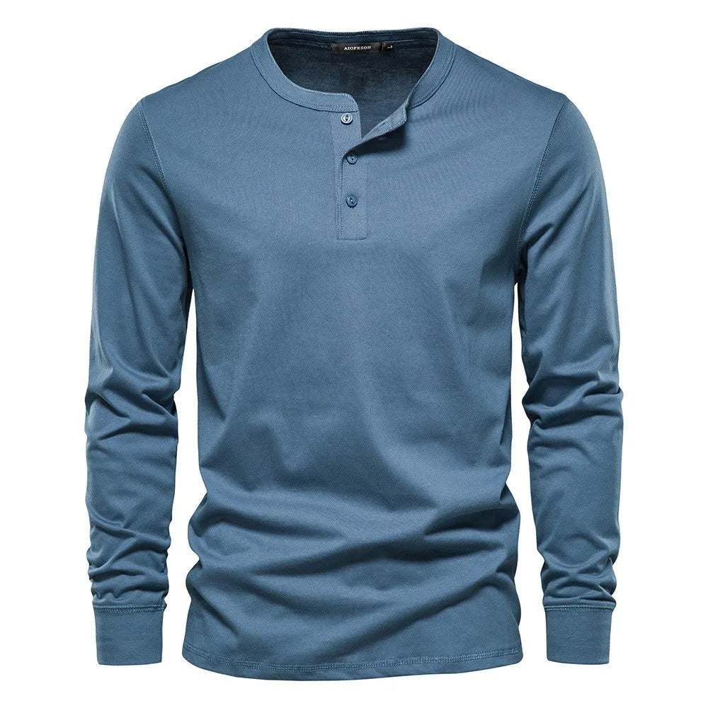 Camisa Henley - Mistura Suave com Botões e Ajuste Respirável