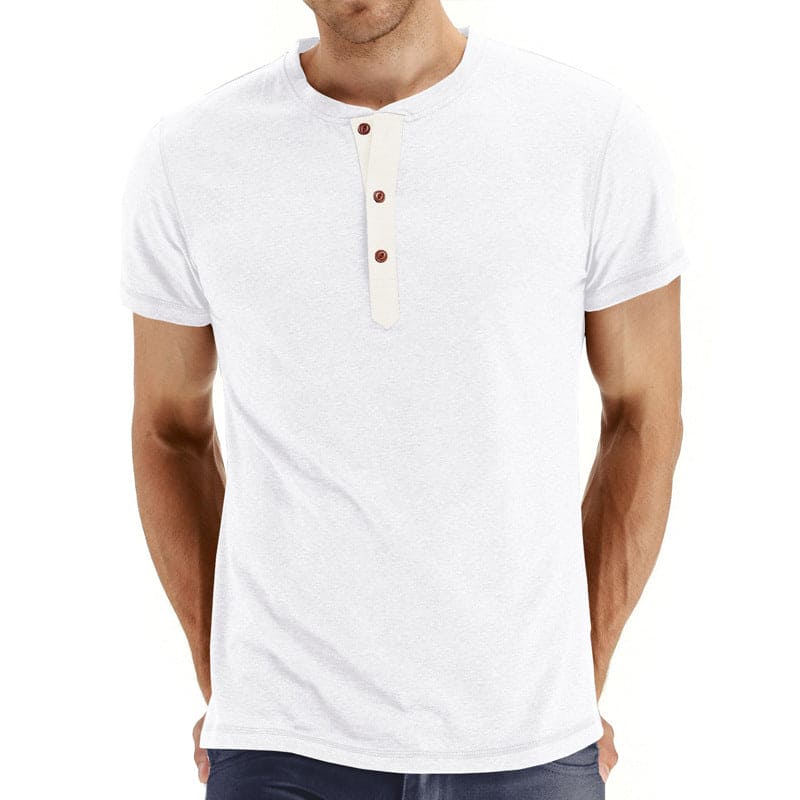 T-Shirt Henley – Malha Macia e Gola Ajustável