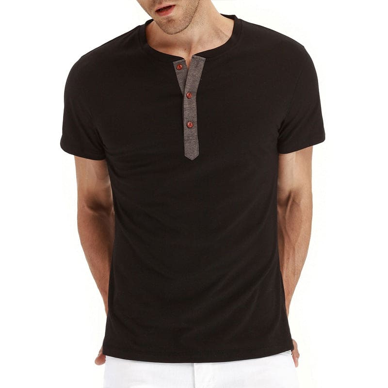T-Shirt Henley – Malha Macia e Gola Ajustável