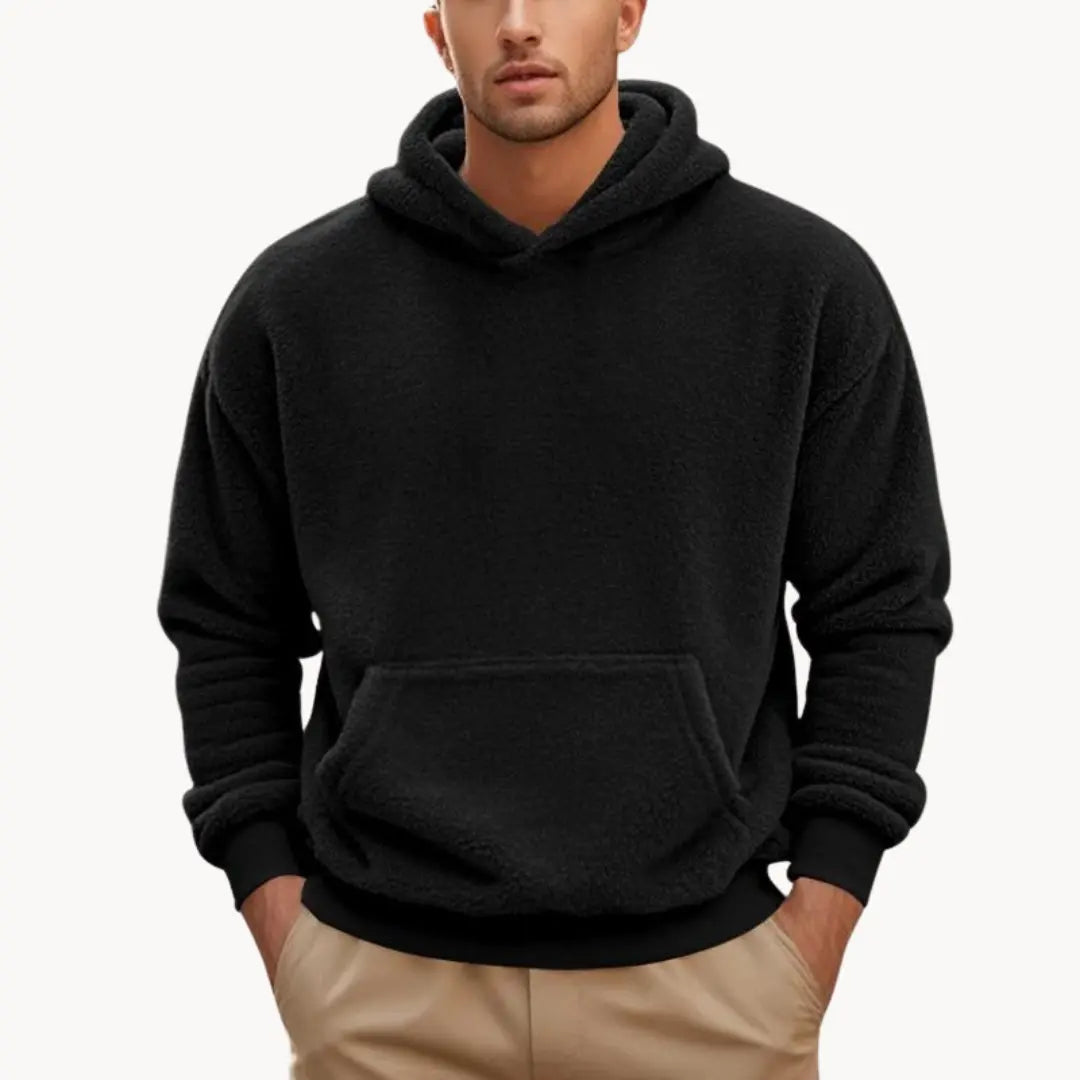 Hoodie - Mistura de Fleece com Capuz Integrado e Bolso Quente