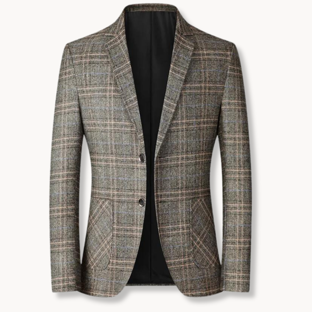 Casaco – Tweed de Mistura Suave com Padrão Xadrez e Corte Estruturado