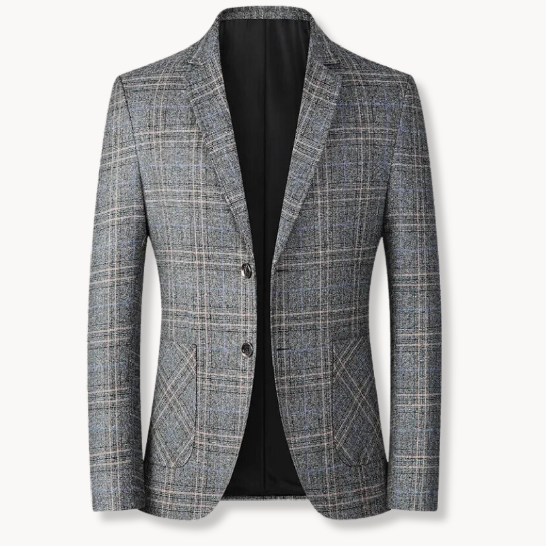 Casaco – Tweed de Mistura Suave com Padrão Xadrez e Corte Estruturado