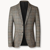 Casaco – Tweed de Mistura Suave com Padrão Xadrez e Corte Estruturado