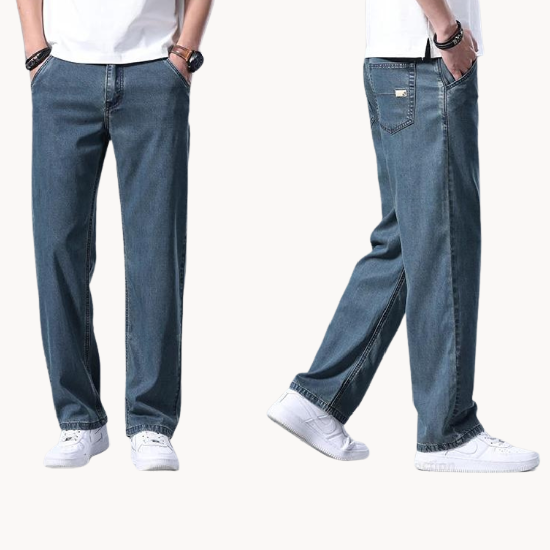Jeans - Mistura de Denim com Cintura Baixa e Quadris Espaçosos para Movimento Livre