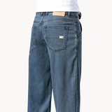 Jeans - Mistura de Denim com Cintura Baixa e Quadris Espaçosos para Movimento Livre