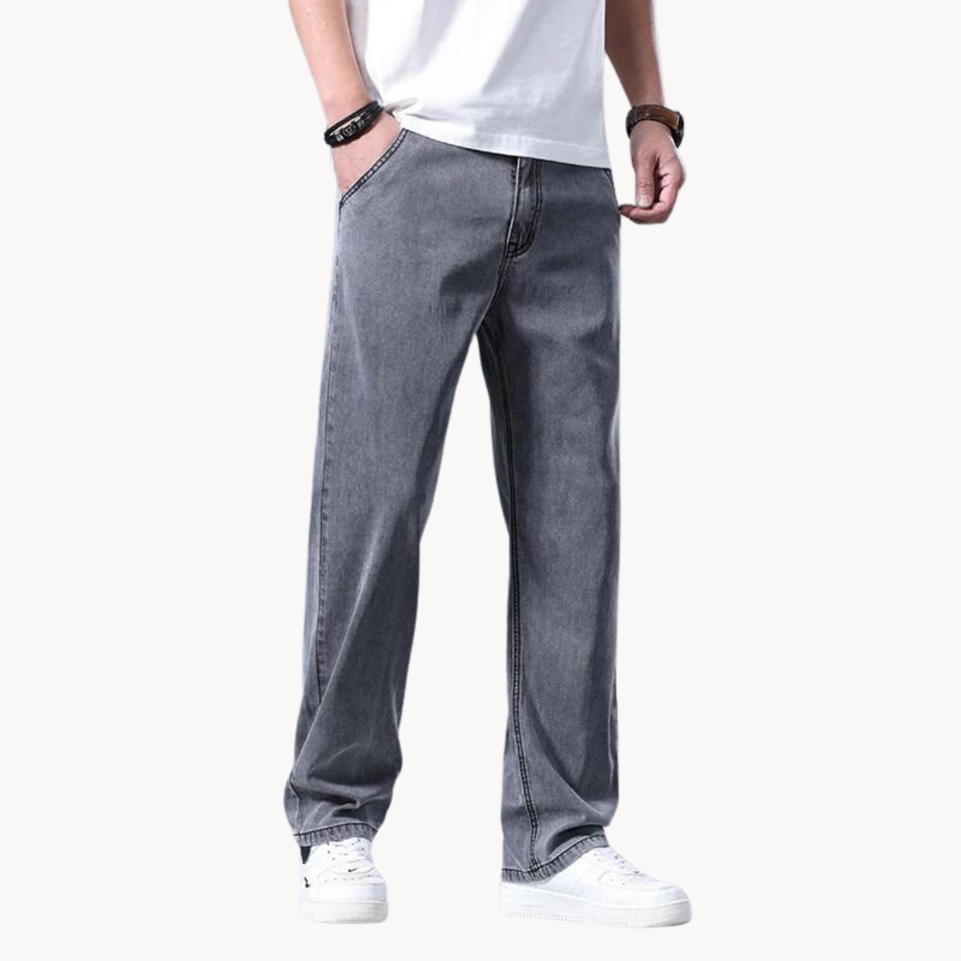 Jeans - Mistura de Denim com Cintura Baixa e Quadris Espaçosos para Movimento Livre